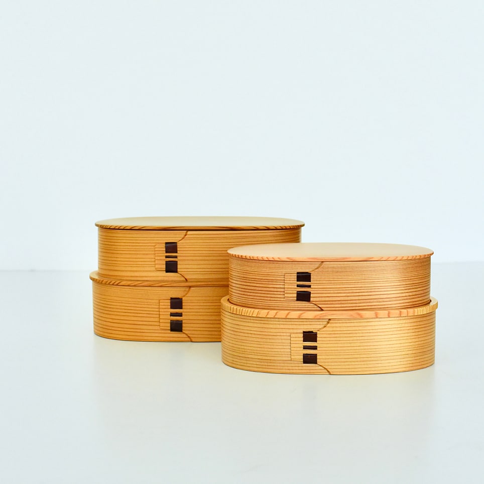 栗久　曲げわっぱのお弁当箱　小判入子レディース 栗久<br>曲げわっぱの小判入子弁当箱（レディース／大） | お弁当箱