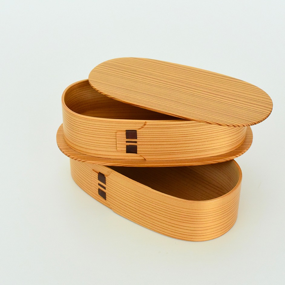 栗久　曲げワッパ　未使用品　元箱有り 曲げわっぱ 弁当箱 丸二段 栗久 わっぱ弁当 国産 日本製 ギフト 贈り物