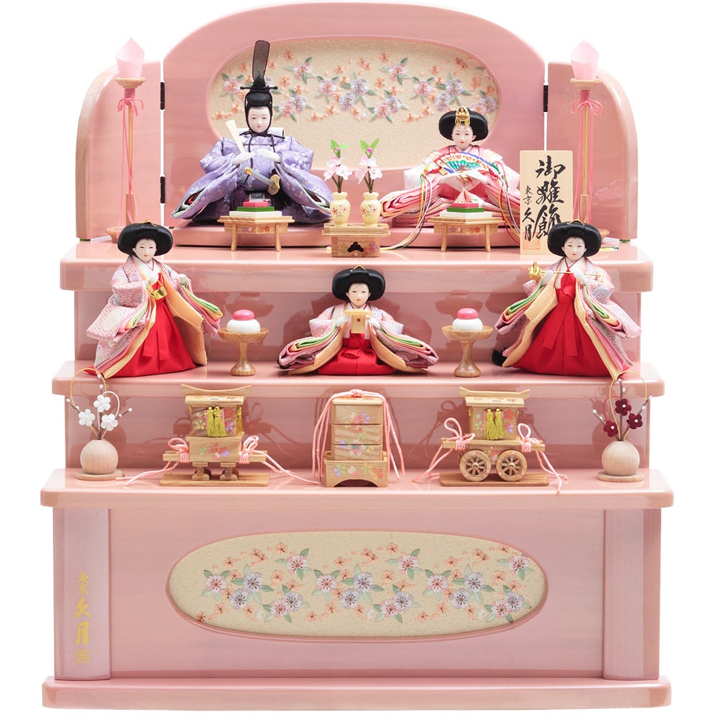 木製三段 親王官女飾り 72HR-G16 | 段飾り | 【公式】 人形の久月