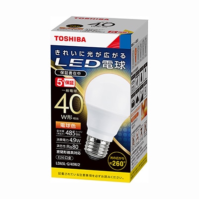 LDA5L-G/40W/2 || LED電球 東芝 一般電球型 【全方向タイプ/260
