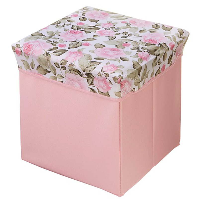 PVC収納スツール スクエア（正方形）【薔薇雑貨 花柄 収納ボックス