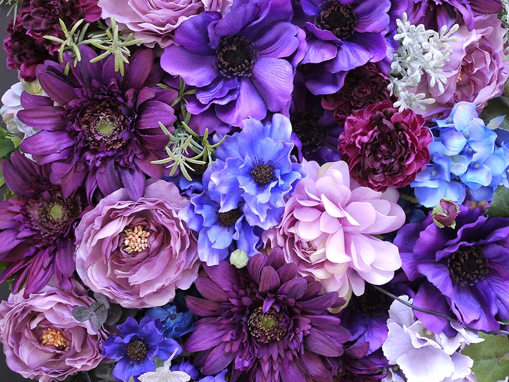 一点もの】壁掛けフラワーフレーム｜パープルミックス｜Mサイズ｜送料