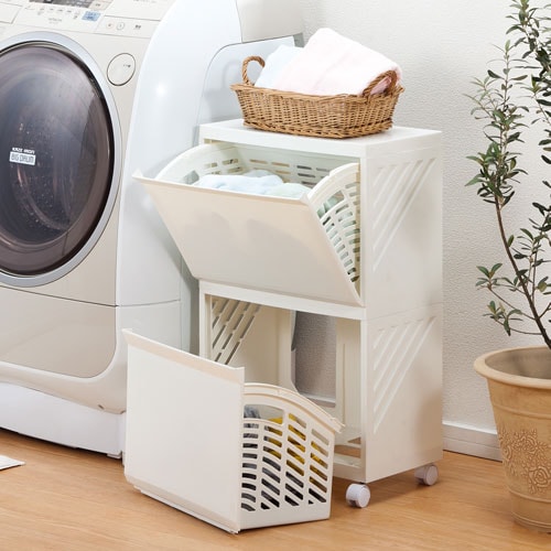 クレバン322 ランドリーチェスト 2段 キャスター付き ランドリー