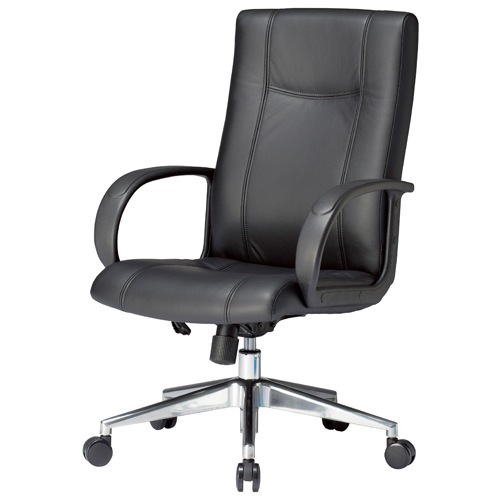 オフィスチェア 革張りタイプ ブラック 昇降式 肘付チェア EX-N51L