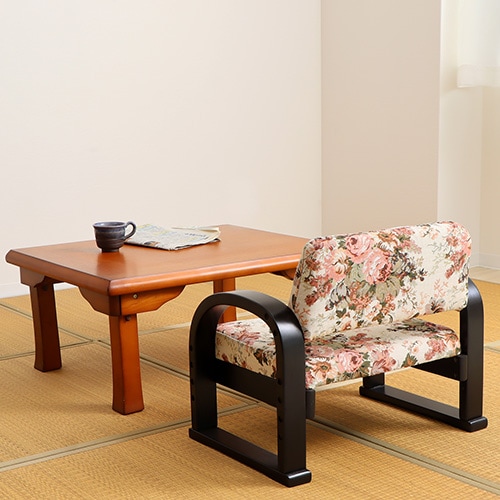 座椅子 花柄 高さ調節 高座椅子 座敷椅子 83-939（商品番号：47-83-939