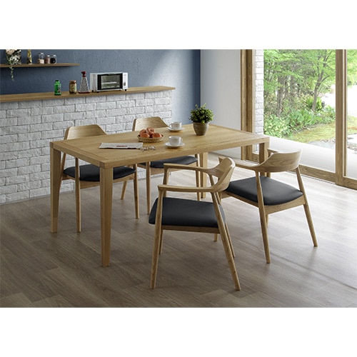 ダイニングテーブル 突板天板 オーク 木製脚 幅1500mm Leap150-OAK