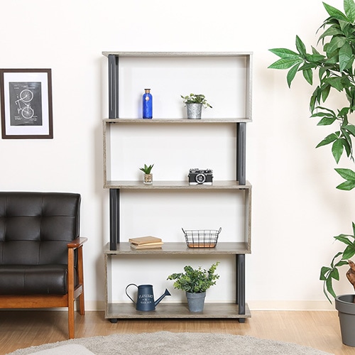 ディスプレイラック 4段 幅800×奥行298×高さ1483mm S字 オープン