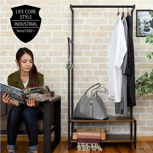 インダストリアル ハンガーラック 幅76 奥行46 高さ160 ダブル