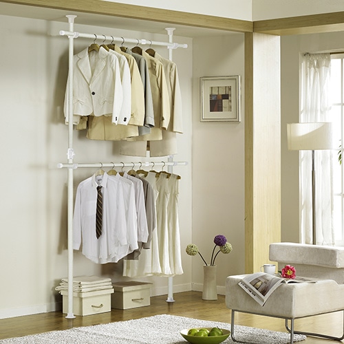 ハンガーラック ホワイト 突っ張り棒 突っ張りラック ポールハンガー