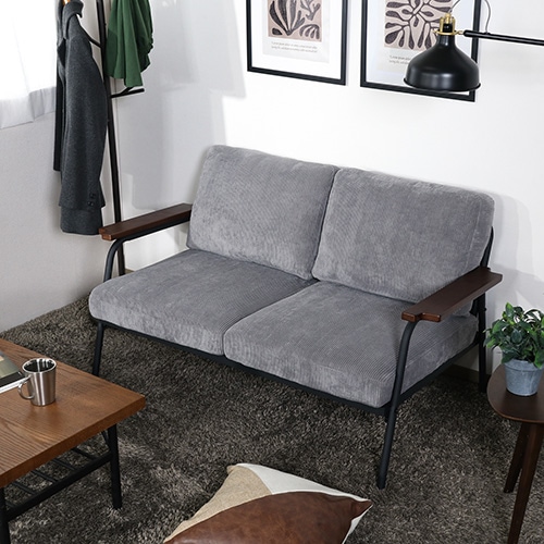 ソファ 2人掛け 幅1340×奥行760×高さ490mm 肘付き ローソファ 38493