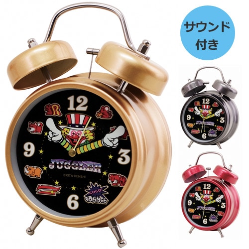 ジャグラー グッズ サウンド 目覚し時計 メタリックVer 光る 蓄光