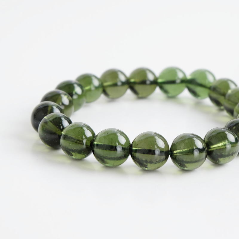 希少！モルダバイト丸玉ブレスレット （鑑別書付） 10mm｜マライカ公式通販