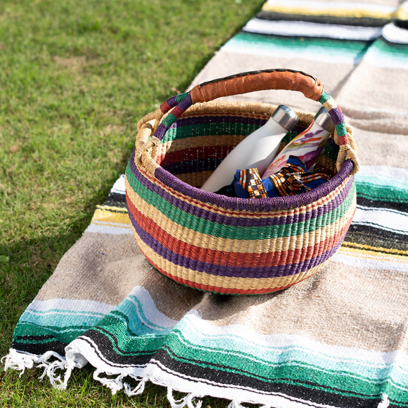 ブルキナバスケット(丸) 大 カラフル【送料1000円込】 かご｜マライカ