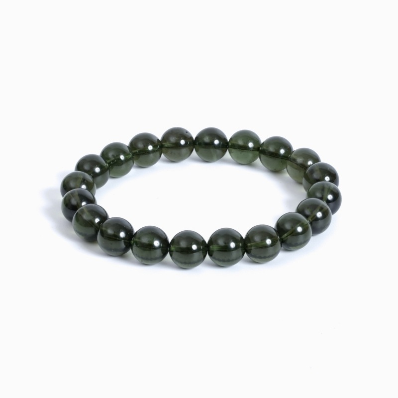 鑑別書付 モルダバイト丸玉ブレスレット 10mm｜マライカ公式通販