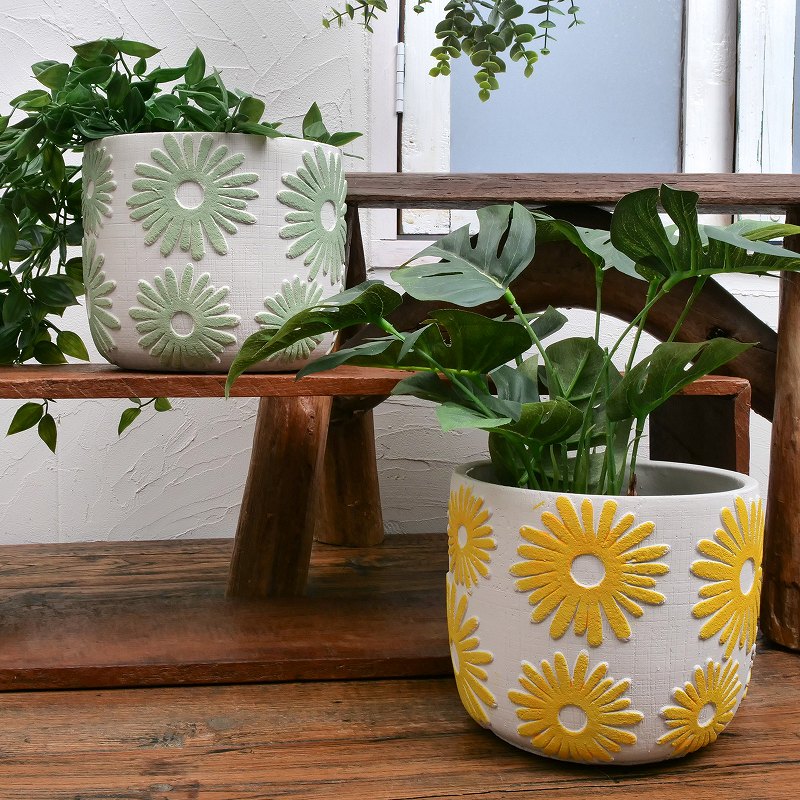 セメントプランター フラワー 植木鉢L｜マライカ公式通販