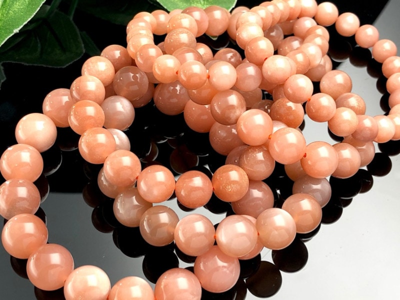 優しいピンクオレンジカラー☆天然石ブレスレット/ピンクムーン