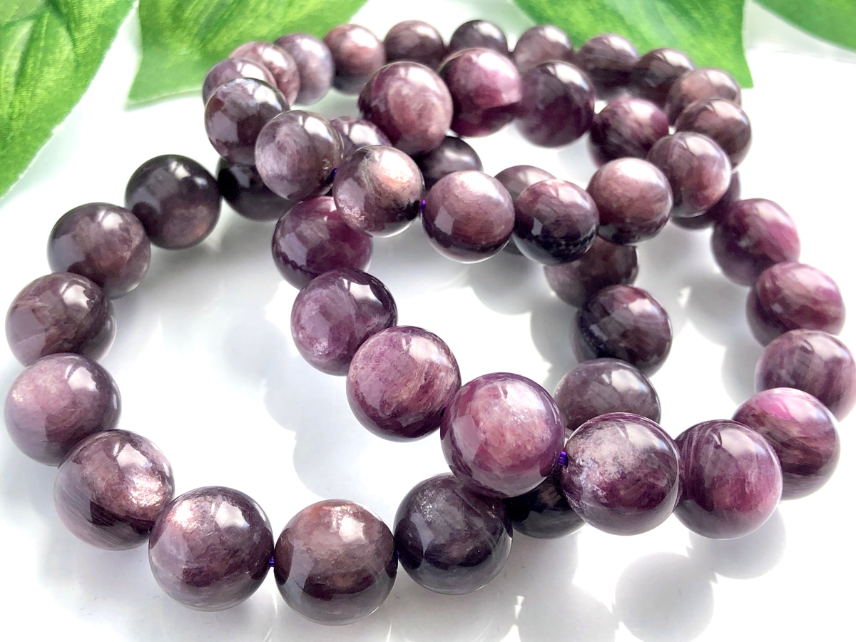 高発色☆輝くマイカ☆天然石ブレスレット/パープルマイカ