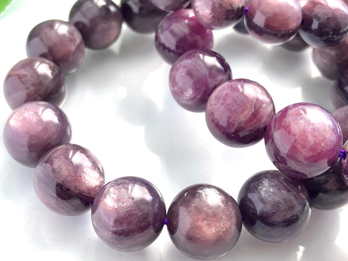 高発色☆輝くマイカ☆天然石ブレスレット/パープルマイカ