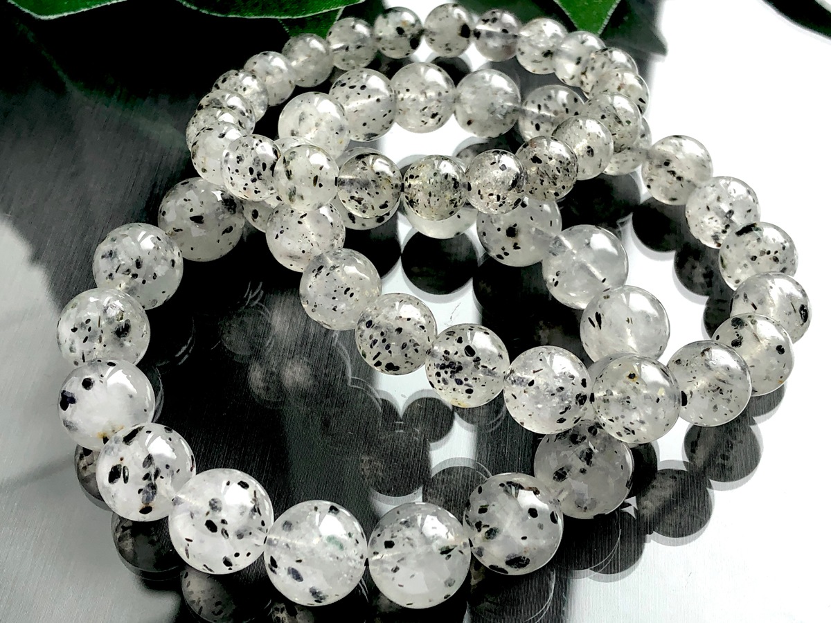 天然石ブレスレット/ブラックマイカインクォーツ(mica/雲母)/ラウンド