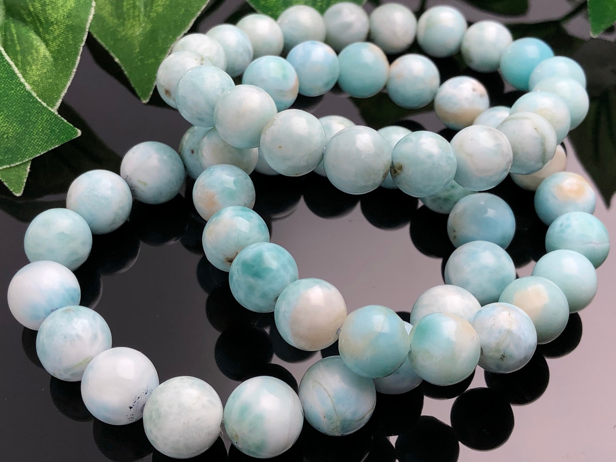 カリブ海の宝石☆美しい海色☆天然石ブレスレット/ラリマー（ブルー