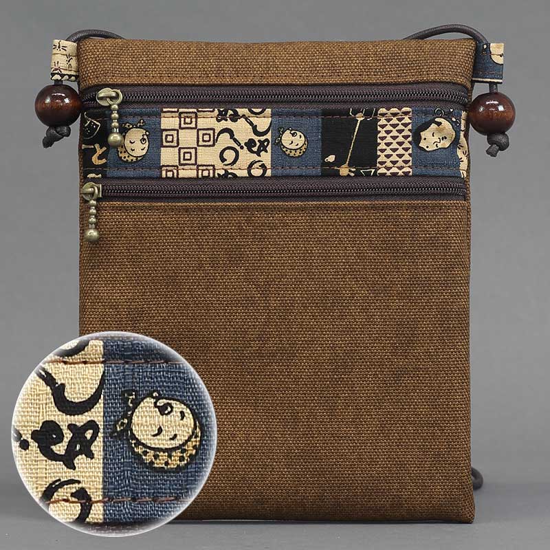 祭ポシェット【酒蔵染2ファスナーポシェット｜青】祭用品専門店浅草絆