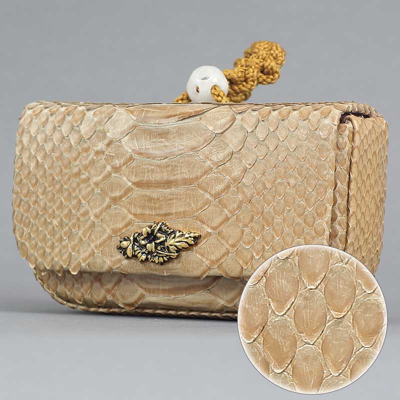 一本吊・腰下タバコケース【特別仕様｜蛇革・ベージュ】祭用品専門店