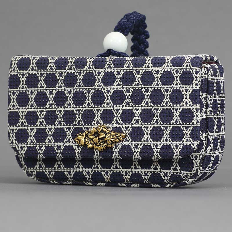 一本吊（腰下タバコケース）印傳【籠目｜紺】祭用品専門店浅草絆纒屋