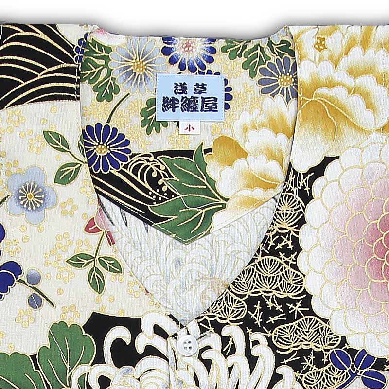 鯉口+股引＝上下セット【花鳥風月｜金ラメ・黒】祭用品専門店浅草絆纒