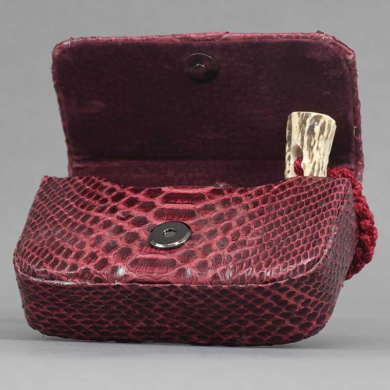 一本吊・腰下タバコケース【特別仕様｜蛇革・赤紫】祭用品専門店浅草絆