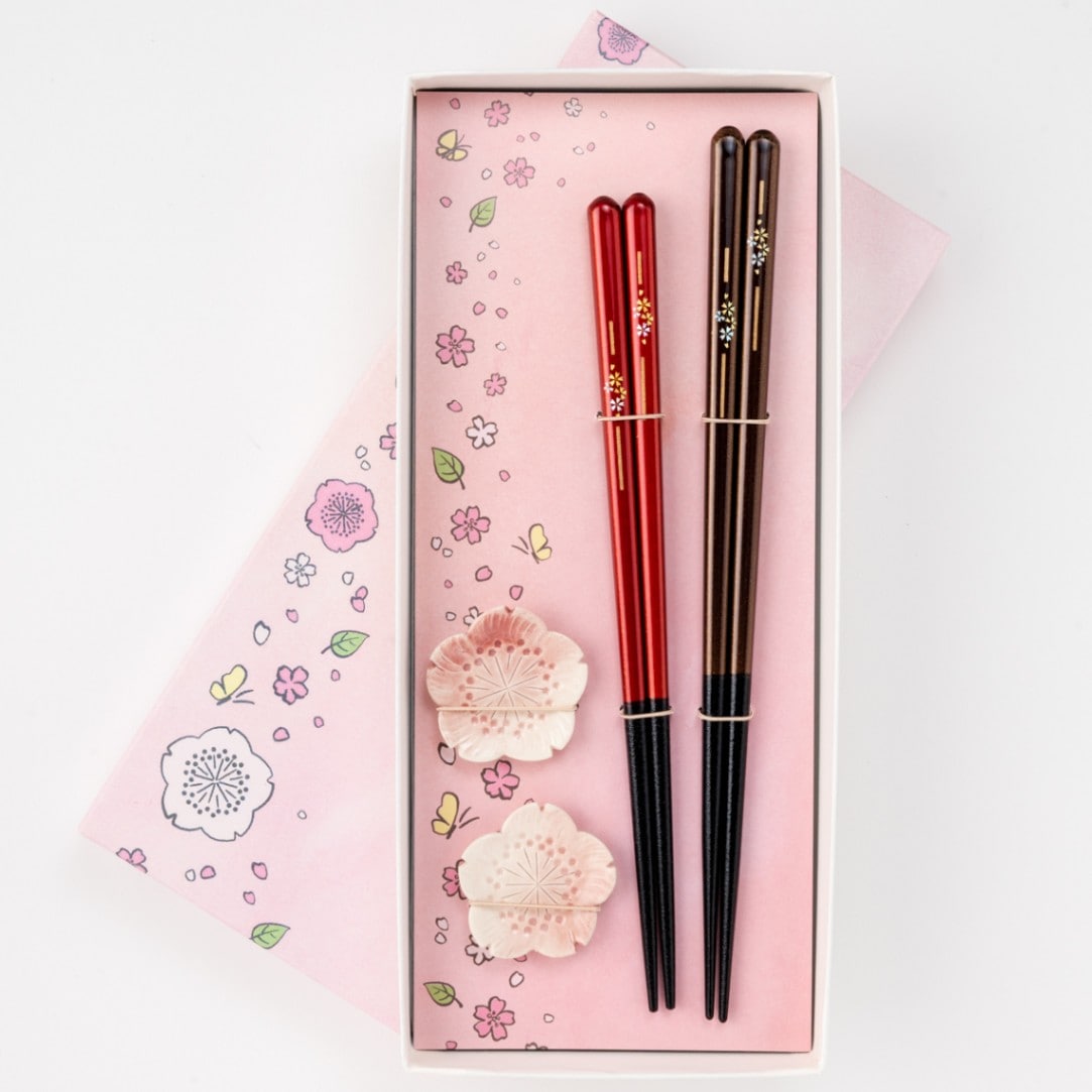 八角染衣ﾍﾟｱ 清水焼箸置付 | お箸の専門店 【箸蔵まつかん】のギフト