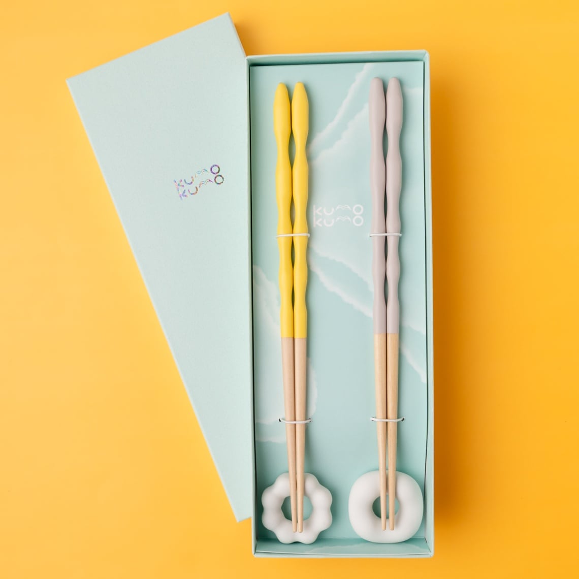 kumokumo ｜ドーナツ型箸置付｜ペアギフトセット ライトブルー×ピンク