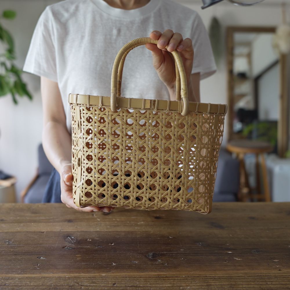 竹バッグ 八つ目編み 白竹 鹿児島 伝統工芸 職人手編み 一点物 籠