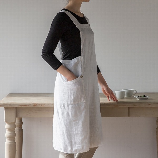 リーノエリーナ フルエプロン アニタ ブラン A319 Lino e Lina 白