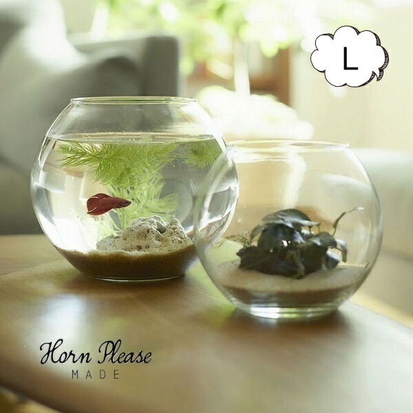 リューズガラス フラワーベース ドーム プーパン Lサイズ Horn Please