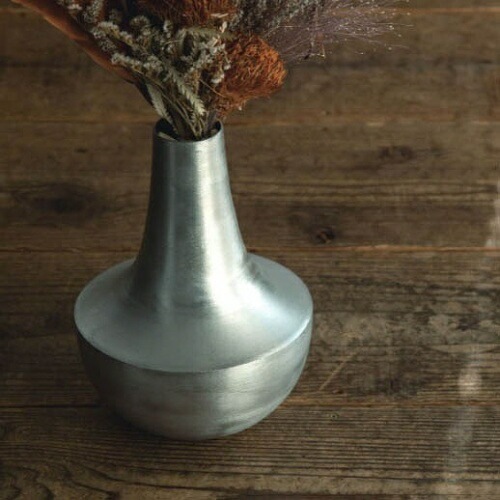 フラワーポット フラワーベース ラウンド アルミ シルバー 63962<br