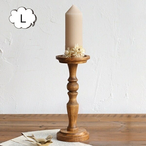 キャンドルホルダー ナインマーケ パイン 木製 キャンドルスタンドL