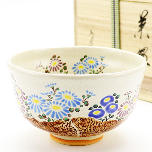 抹茶茶碗 菊籠絵 秋物の通販は【茶道具のみのる園】