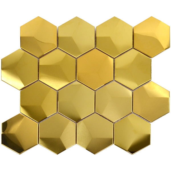 NTL106｜ステンレスモザイクタイル 3Dステンレス鋼 ゴールド 275×335
