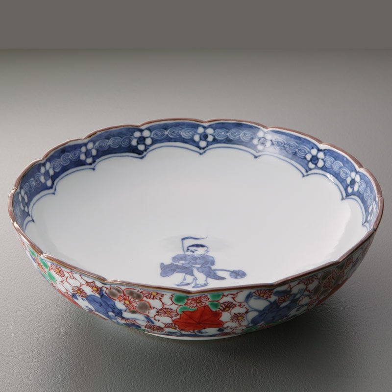 京焼清水焼 中鉢 赤絵雲錦唐子6寸鉢（あかえうんきんからこ）