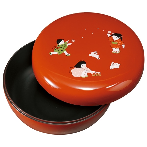 紀州塗り 6寸 菓子器 菓子鉢 蓋付き ほほえみわらべ(大) お菓子入れ