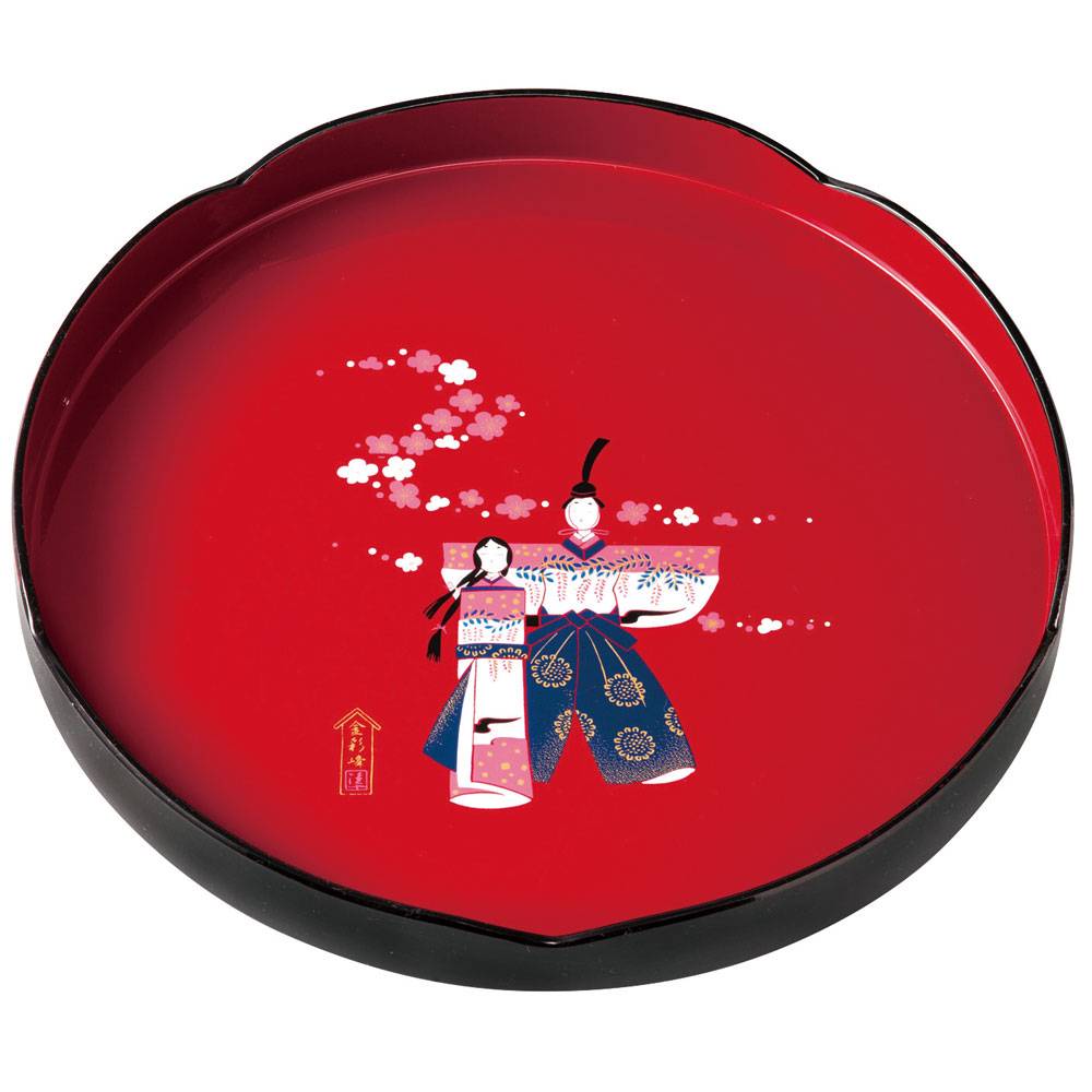 輪島塗 梅形膳 六客 盆 懐石盆 会席盆 朱 雛祭り 紀州塗り お盆 トレー