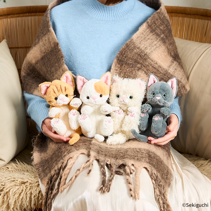 予約】 ころりんぬいぐるみ ねこ しろふわ|【ぬいぐるみのセキグチ