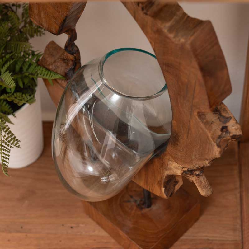 天然木×ガラスの個性派フラワーベース｜アート感あふれるナチュラル