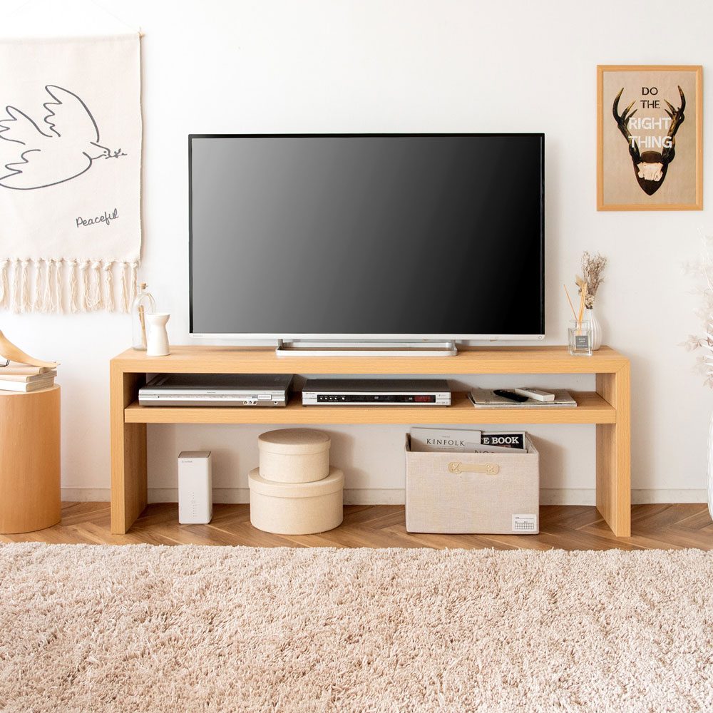 シンプル＆スタイリッシュなコの字型木製テレビボード｜幅120cm