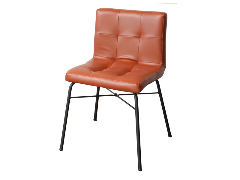 スチールフレームとレザーのダイニングチェア｜ミッドセンチュリー｜am