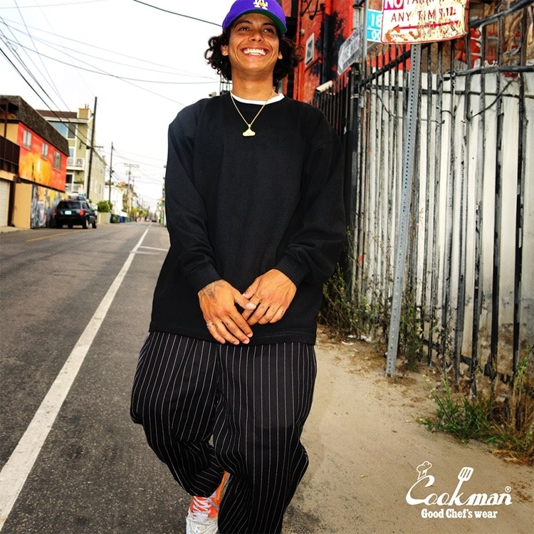 COOKMAN/クックマン Long Chef Pants シェフパンツ「Pin Stripe Black