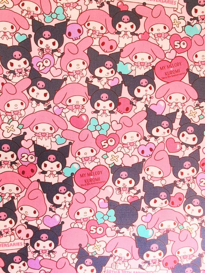 サンリオ50周年 マイメロディ & クロミ オックス生地 ピンク｜入園入学