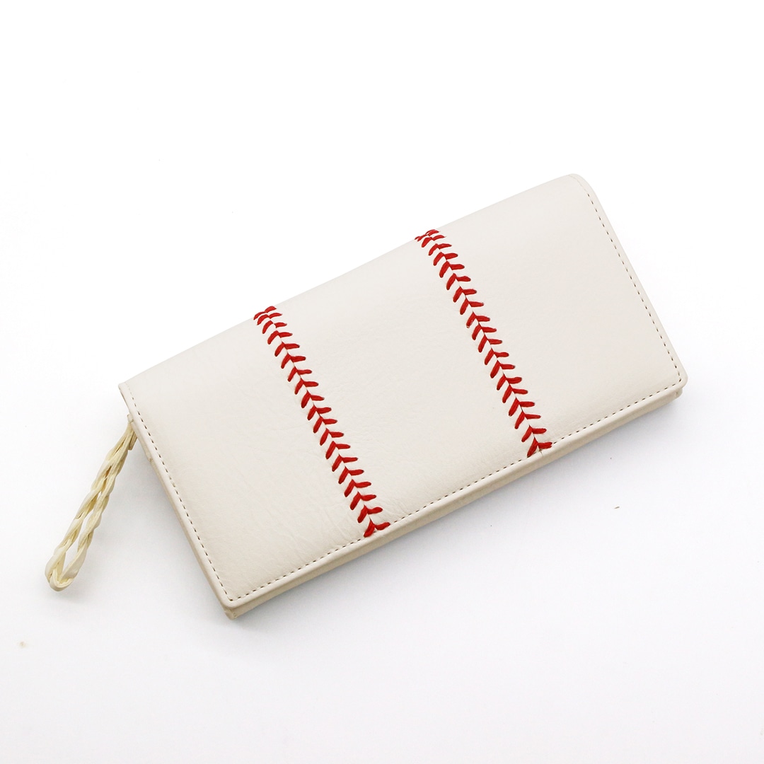 野球用ボール革を使ったレディースベースボール長財布 【Leather goods