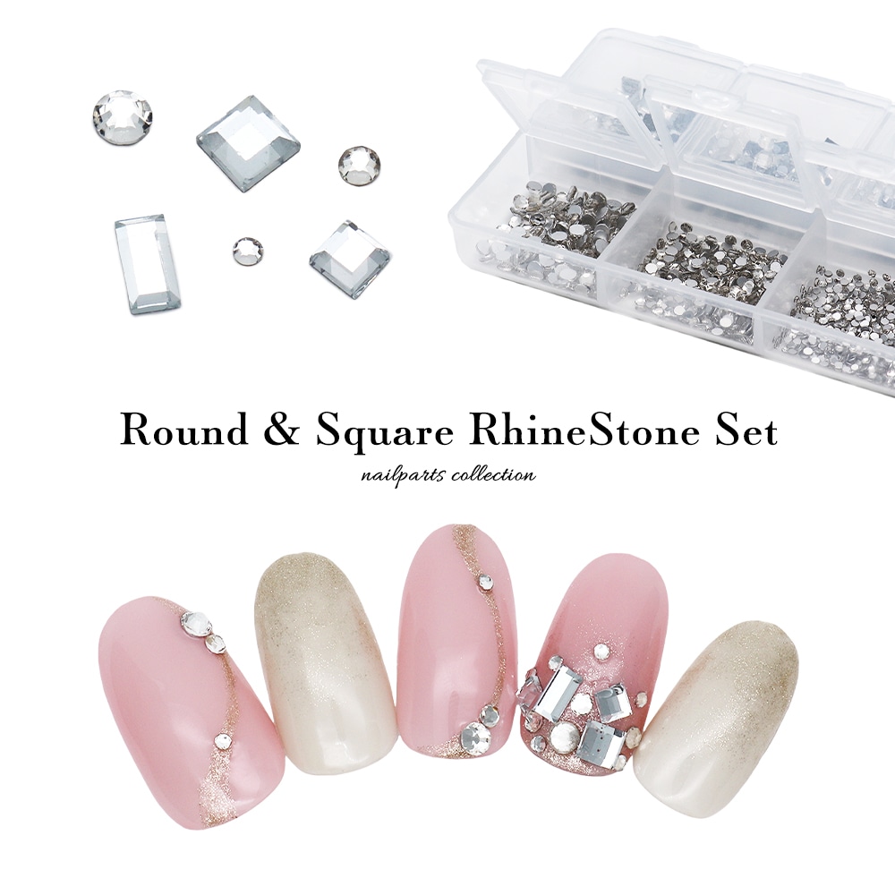 ネコポス送料無料】ラインストーン ラウンド&スクエア ラインストーン