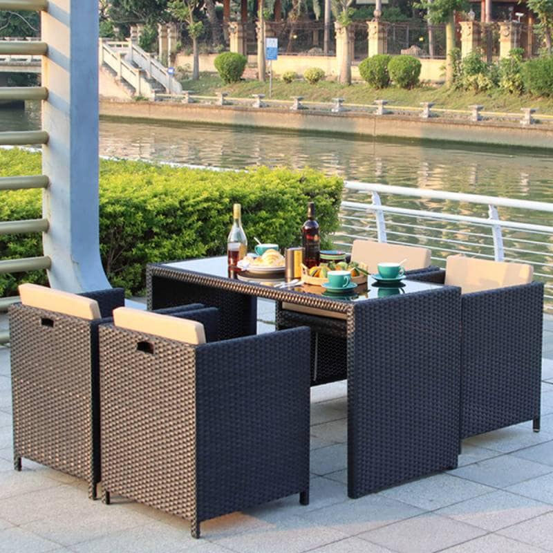 4脚 ベージュ] VeroMan テーブルセット 椅子4脚 ガーデンテーブル